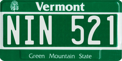 VT license plate NIN521