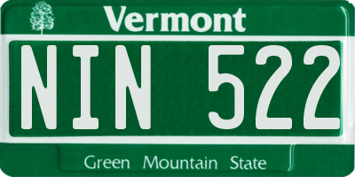 VT license plate NIN522