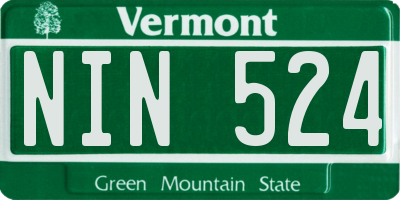 VT license plate NIN524