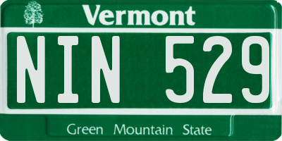 VT license plate NIN529