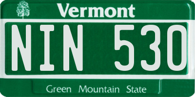 VT license plate NIN530