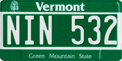 VT license plate NIN532