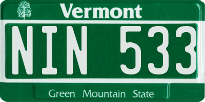 VT license plate NIN533