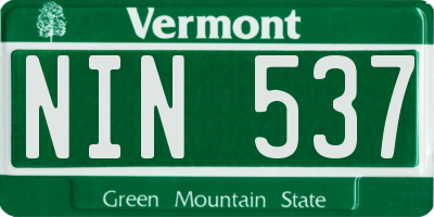 VT license plate NIN537