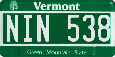 VT license plate NIN538