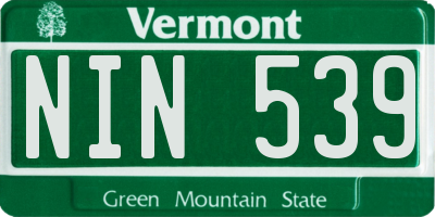 VT license plate NIN539