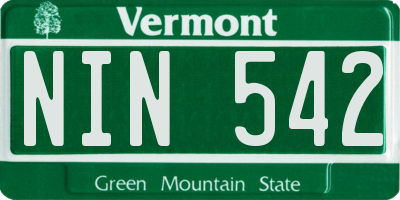 VT license plate NIN542