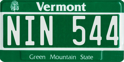 VT license plate NIN544