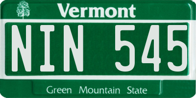 VT license plate NIN545