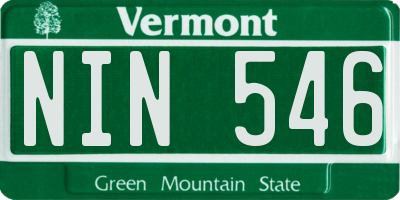 VT license plate NIN546