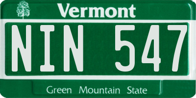 VT license plate NIN547