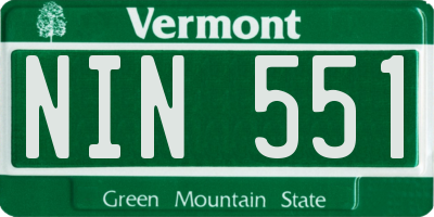 VT license plate NIN551