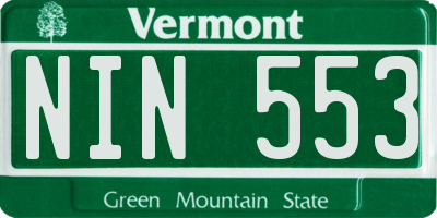 VT license plate NIN553