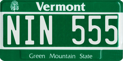 VT license plate NIN555