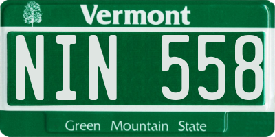 VT license plate NIN558