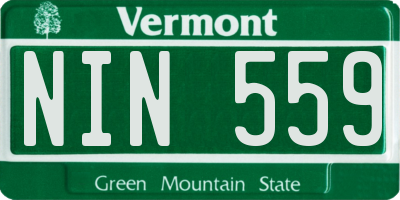 VT license plate NIN559