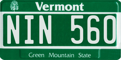 VT license plate NIN560
