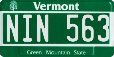 VT license plate NIN563