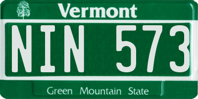 VT license plate NIN573