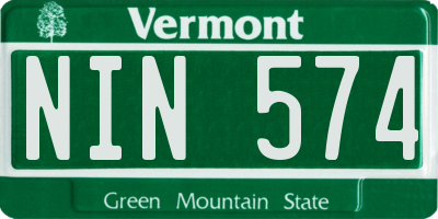 VT license plate NIN574