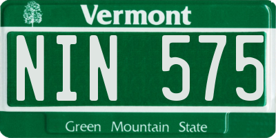 VT license plate NIN575