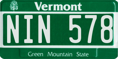 VT license plate NIN578