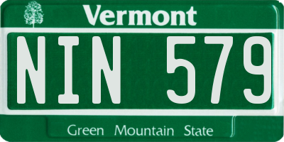VT license plate NIN579