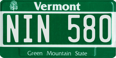 VT license plate NIN580