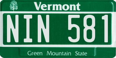 VT license plate NIN581