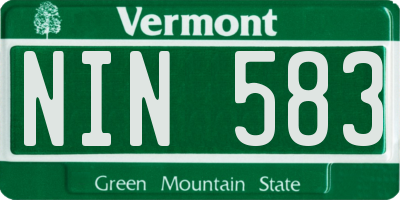 VT license plate NIN583
