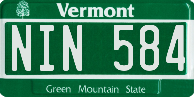 VT license plate NIN584