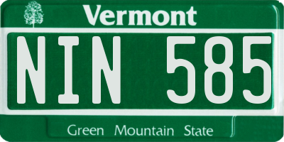 VT license plate NIN585