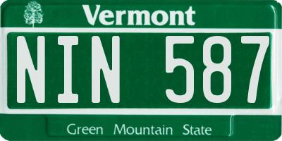 VT license plate NIN587