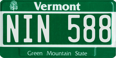 VT license plate NIN588