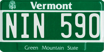 VT license plate NIN590