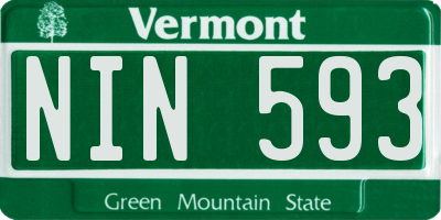 VT license plate NIN593