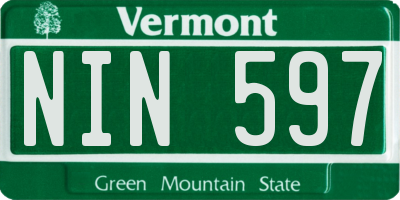VT license plate NIN597