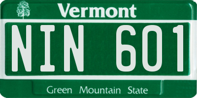VT license plate NIN601