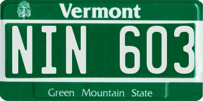 VT license plate NIN603