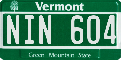 VT license plate NIN604