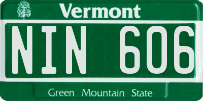 VT license plate NIN606