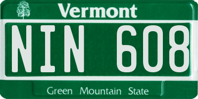 VT license plate NIN608