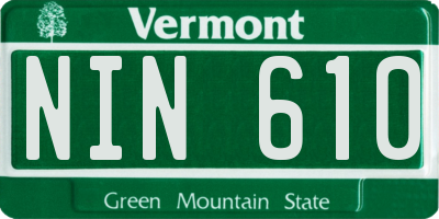 VT license plate NIN610