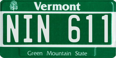 VT license plate NIN611