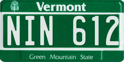VT license plate NIN612