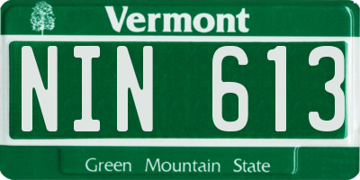 VT license plate NIN613
