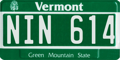 VT license plate NIN614