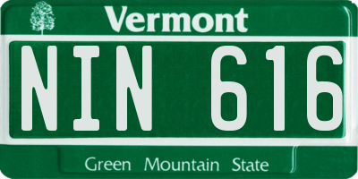 VT license plate NIN616