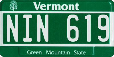 VT license plate NIN619