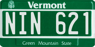 VT license plate NIN621